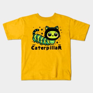 Cute Cat Caterpillar Hybrid Pun Kids T-Shirt